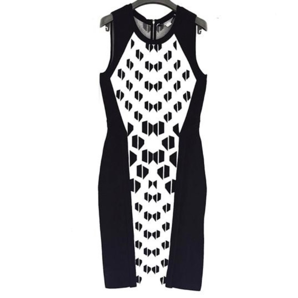 Diane Von Furstenberg Franca Sleeveless White and Black Dress